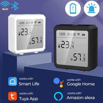 Tuya Akıllı WİFİ Sıcaklık ve Nem Sensörü Kapalı Higrometre Termometre lcd ekran Desteği Alexa Google Asistan