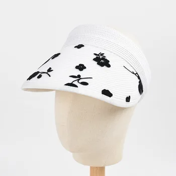 2022 Yaz Baskı Kadın Kore Versiyonu Moda güneş şapkası Seyahat Tatil güneşlik şapka Kağıt Hasır Boş silindir şapka