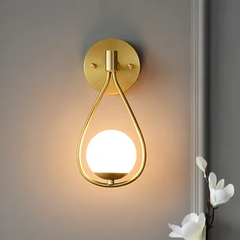 Bakır Wandlamp Modern led duvar lambası cam küre Aplik duvar ışıkları Ev aydınlatma armatürleri Arandela yatak odası ışık ayna