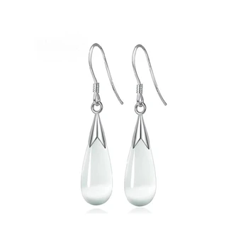 Gümüş moda opal beyaz pembe opal damla küpe sentetik kristal high-end küpe basit vahşi küpe 2021 moda takı