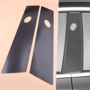 2 Adet Karbon Fiber Araba Sol Sağ Pencere B Pillar Kapak Trim Sticker Fit Tesla Modeli 3 2017 2018 2019 2020 2021