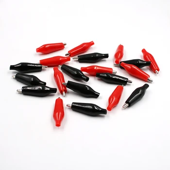 20 adet Metal Timsah Klipleri muz Elektrik Kelepçe Test Probu Siyah ve Kırmızı Plastik Çizme Timsah Klip konektörü