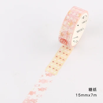1.5 cm 7m 1 adet Dikiş desen tasarım şeker tarzı washi bant Yapışkan DIY Karalama Defteri Maskeleme hediye dekor
