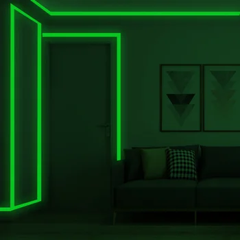 Yeşil ışık şeridi Sticker basit ve yaratıcı ışık şeridi duvar Sticker yatak odası ticari dekorasyon koyu ışık şeridi