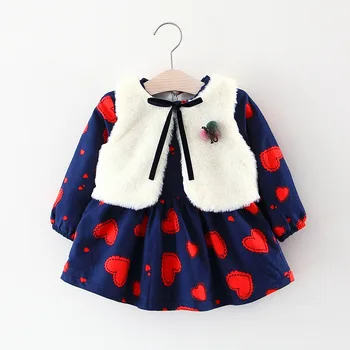 Kış Koreli Kız Kadife Elbise Saf pamuklu elbiseler çocuk giyim 0-3 Yıl