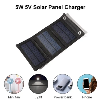 GÜNEŞ PANELI 5W 5V Katlanır USB Pil taşınabilir güneş enerjisi şarj cihazı Su Geçirmez Güneş Pili Cep Telefonu için Açık