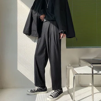2021 erkek Gevşek rahat pantolon Streetwear Kore Baggy düz pantolon Moda Trendi Kayısı / gri / siyah Renk Pantolon Boyutu S-3XL