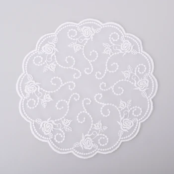 2 adet 20 cm 30 cm Dantel Aplike Coaster Örgü İşlemeli Ev Tekstili Dekor için DIY El Sanatları Dantel Kumaş Kapalı Beyaz Bej