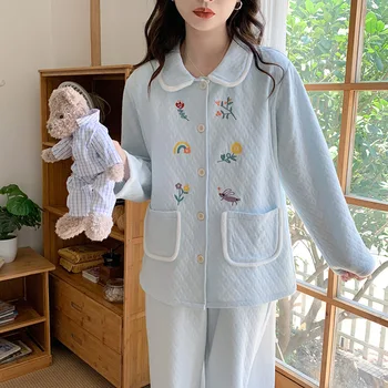 2023 Yeni Ay Giysileri Doğum Sonrası Sıcak Emzirme Pijama Sonbahar Kış Gebelik Gecelik Salonu pijama