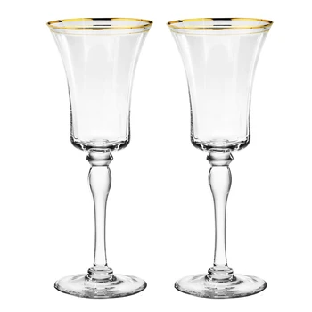 20-300ml Çift Altın Çizgi Kristal Cam Kadeh 2 adet Avrupa Mahkemesi Kırmızı Şarap Şampanya Brendi Cam Sanatı Bar Aile Drinkware