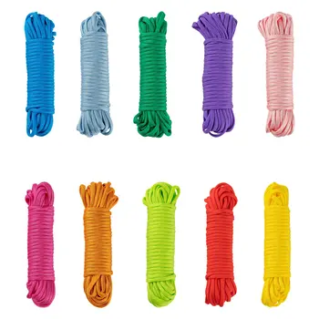 100M 10 Renkler 7 İç Çekirdek Polyester Spandex Kordon Halatlar Düz Renk DIY Halat Bilezik Süslemeleri Takı Yapımı 4 ~ 5mm