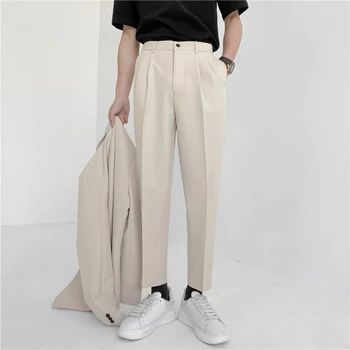 Casual Blazers Pantolon Erkek Ayak Bileği uzunlukta Elastik Bel Takım Elbise Pantolon Erkekler Kore Streetwear Gençlik Moda Gevşek pantolon Erkek Pantolon