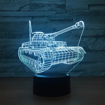 Serin Tankı 3D gece Lambası dokunmatik Anahtarı 7 renk değiştiren LED masa lambası USB gece ışıkları ev dekor çocuk oyuncak hediye ücretsiz Dropship