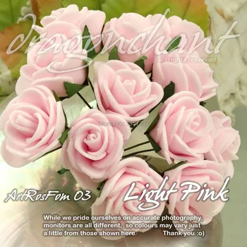 Ücretsiz Kargo Boyutu 20mm Kafa Katı Açık Pembe Renk PE Gül Köpük Çiçek Buketi Scrapbooking Yapay Gül Çiçek(144 adet / grup)