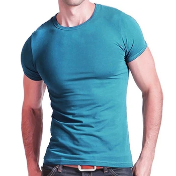 2022 Erkek Yeni V Yaka Elastik Düz Kısa Kollu Rahat pamuklu yuvarlak boyun T-Shirt