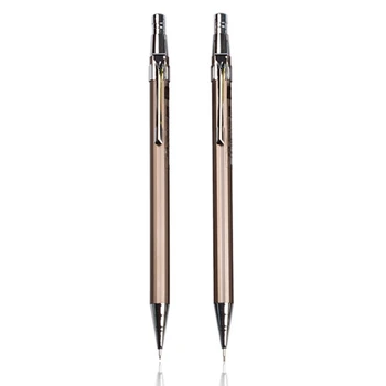2 Adet Metal Mekanik Kurşun Kalem Basın Otomatik Kalemler Yazma Çizim Kırtasiye Okul Ofis Malzemeleri-0.7 Mm ve 0.5 Mm