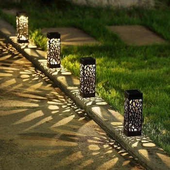Güneş led ışık açık bahçe çim lambaları Hollow yolu sokak ışıkları su geçirmez peyzaj gece aydınlatma zemin lambası