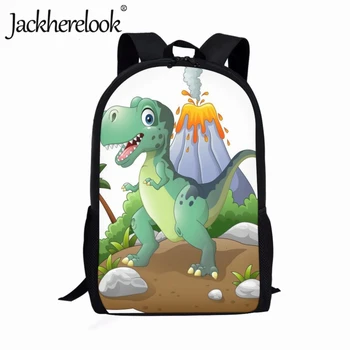 Jackherelook Okul Çocuk Kitap Çantaları Güzel Dinozor Çizim Desen çocuklar için sırt çantası Erkek Kız Okul Çantaları Özelleştirilmiş