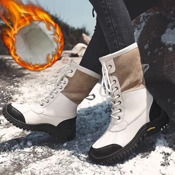 Kış Bayan Ayakkabıları Kadın Kış Bayanlar Sneakers Sıcak PU Kar Botları Kadın Botları Kadın Yuvarlak Ayak Çizme Moda su Geçirmez ayakkabı