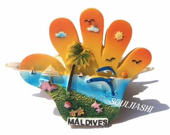 Maldivler seyahat hediyelik eşya yaratıcı hediyeler reçine palmiye deniz manzaralı buzdolabı çıkartmalar çıkartmalar orijinalleri