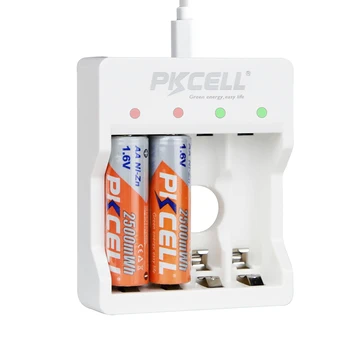 4 Adet PKCELL AA şarj edilebilir pil 1.6 V-1.9 v 2500mWh NIZN Batteria Şarj Cihazı 4 yuvası Şarj 2 Yuvası 4 Yuvası aa AAA ab abd plug