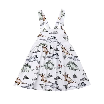 Toddler Bebek Kız kemerli elbise Kolsuz Dinozor Karikatür Prenses Elbiseler Yaz Backless Casual Sundress 6 M-4 T
