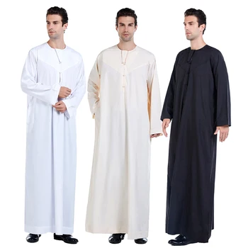 Erkekler Thobe Thoub İslam Müslüman Arap Kaftan Uzun Kollu Jubba Suudi Arabistan Elbise Daffah Kaftan Elbiseler Düz Renk Artı Boyutu Çarşafımın 