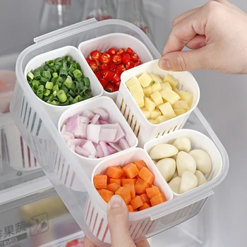Buzdolabı Gıda Drenaj Taze tutma Kutusu Zencefil Sarımsak Soğan Biber saklama kutusu Meyve Sebze Drenaj Sepeti mutfak düzenleyici