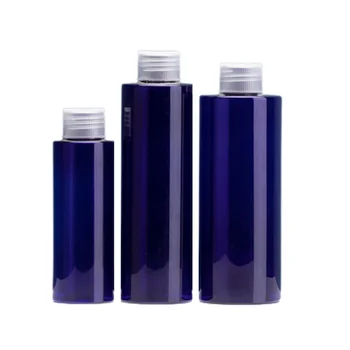 100ML 200ML 250ML Boş Plastik Mavi pet şişe Şeffaf vidalı kapaklı Doldurulabilir Kozmetik Ambalaj Kabı 20 Adet