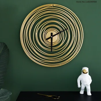 Yıllık Halka ev duvar dekoru Saat Nordic Basitlik Yuvarlak Metal Sessiz Saatler Modern Demir Sanat Oturma Odası Ev Dekor Reloj Pared