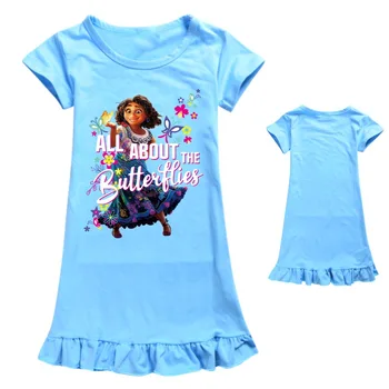 Çocuklar Kızlar için Elbiseler Encanto Mirabel Madrigal Cosplay Buz İpek Gecelik Ev Giyim çocuk Karikatür Pijama Rahat