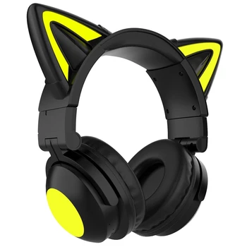 HFES kedi kulak kulaklıklar, LED ışıkları bilgisayar kulaklıklar, kulaklık Bluetooth 5.0 kulaklıklar, dahili mikrofon