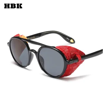 HBK 2019 Retro Yuvarlak Metal Güneş Gözlüğü Steampunk Erkekler Kadınlar Buhar Punk Marka Tasarımcı Gözlük Oculos De Sol Shades UV Koruma