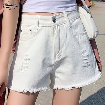 2021 Yaz Kot Şort Kadın Rahat Yüksek Belli Gevşek Geniş Bacak Kadın Şort Kore Sıcak kısa kot pantolon Şort Femme 9402 50