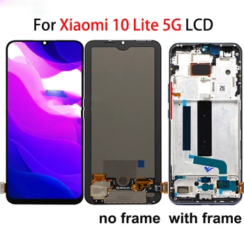 Orijinal AMOLED Xiaomi 10 Lite 5G LCD Ekran İçin Dokunmatik Ekran Digitizer Meclisi ile Xiaomi Mi 10 Lite LCD Ekran Değiştirin