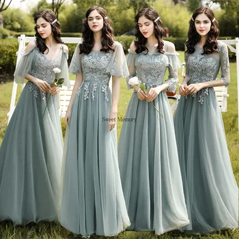 J7148 Zarif Kadın Lace Up Prenses Düğün Parti Elbise Kadın Tül Uzun Artı Boyutu gelinlik modelleri Yarım Kollu Örgün önlük