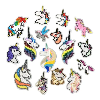 Doğrudan Satış Nakış Kumaş Yama Unicorn Pony Karikatür Yama Yama Çocuk Giyim Aksesuarları Aksesuarları D-013
