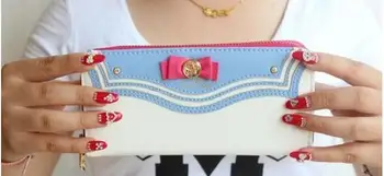 Kadın Cüzdan Yeni Moda Yay Kadın Uzun Değişim Çanta Yay Cüzdan el çantası kart tutucu Bayan Çanta Carteira Feminina